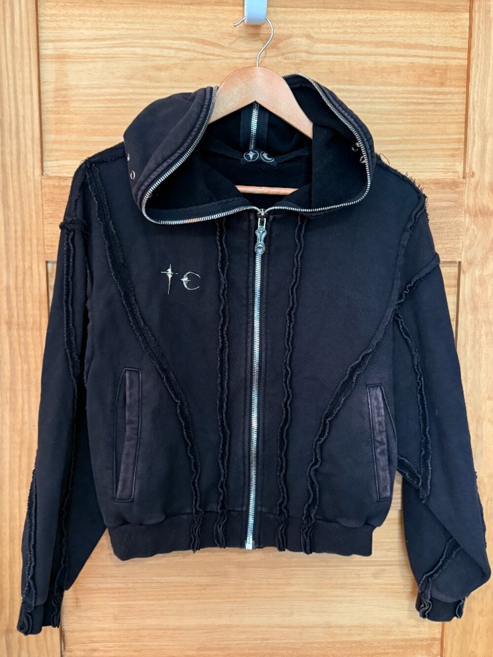 Thug Club Bulk Shoulder Gladiator Zip-Up Utility Hoodie Charcoal Black sz 1/US S